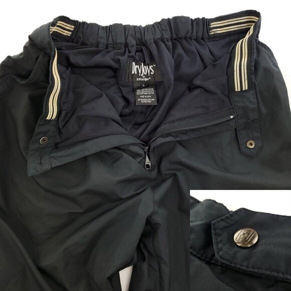 FootJoy DryJoys Golf Rain Pants Black Tear Away Zippered Snaps Men's Large - Picture 11 of 12